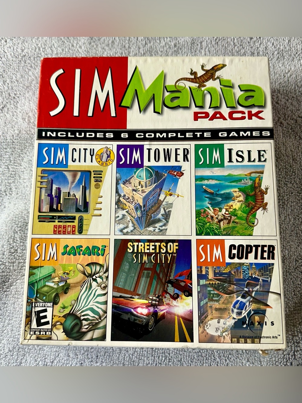 Sim Mania Pack Big Box PC 2000 Sim City, Tower, Isle, Safari, Copter, Streets